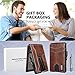 umoven Wallet for Men - with Money Clip Slim Leather Slots Credit Card Holder RFID Blocking Bifold Minimalist Wallet (Top Layer Leather-Brown Red)