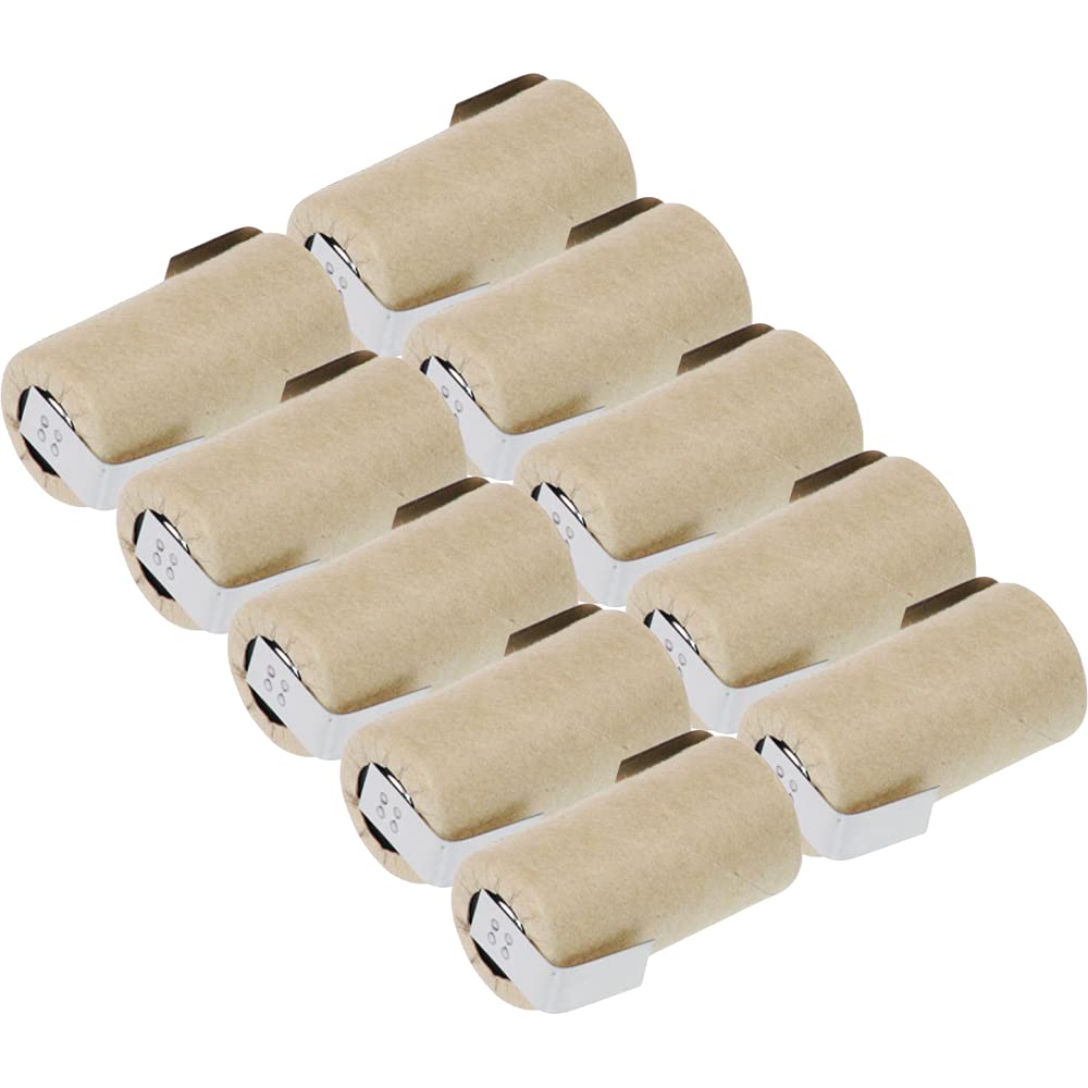 XCell Lot de 10 piles SUB-C 2000 mAh / 1,2 V / NiMH avec cosses à souder en Z – cellule de marque haute performance de qualité industrielle PP