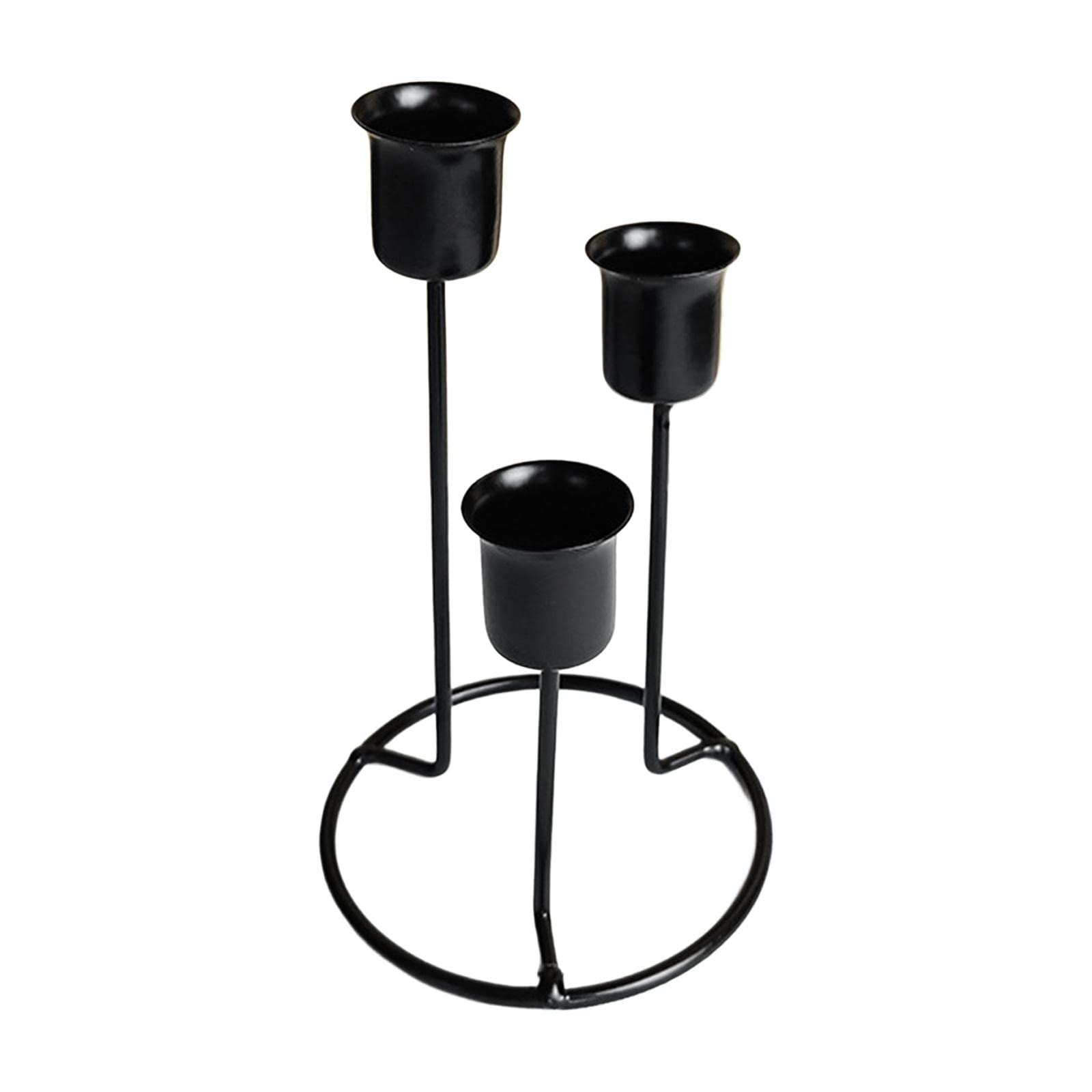 Taper Candle Holders 3 Arms Metal Candelabra Candlestick for Table Black