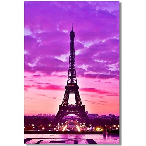 1x Poster Eiffel Tower Landscape Paris City Girl Gift Love for Room Office Hall Art Print Decoration 30x20" (75x50cm) (004) Cover