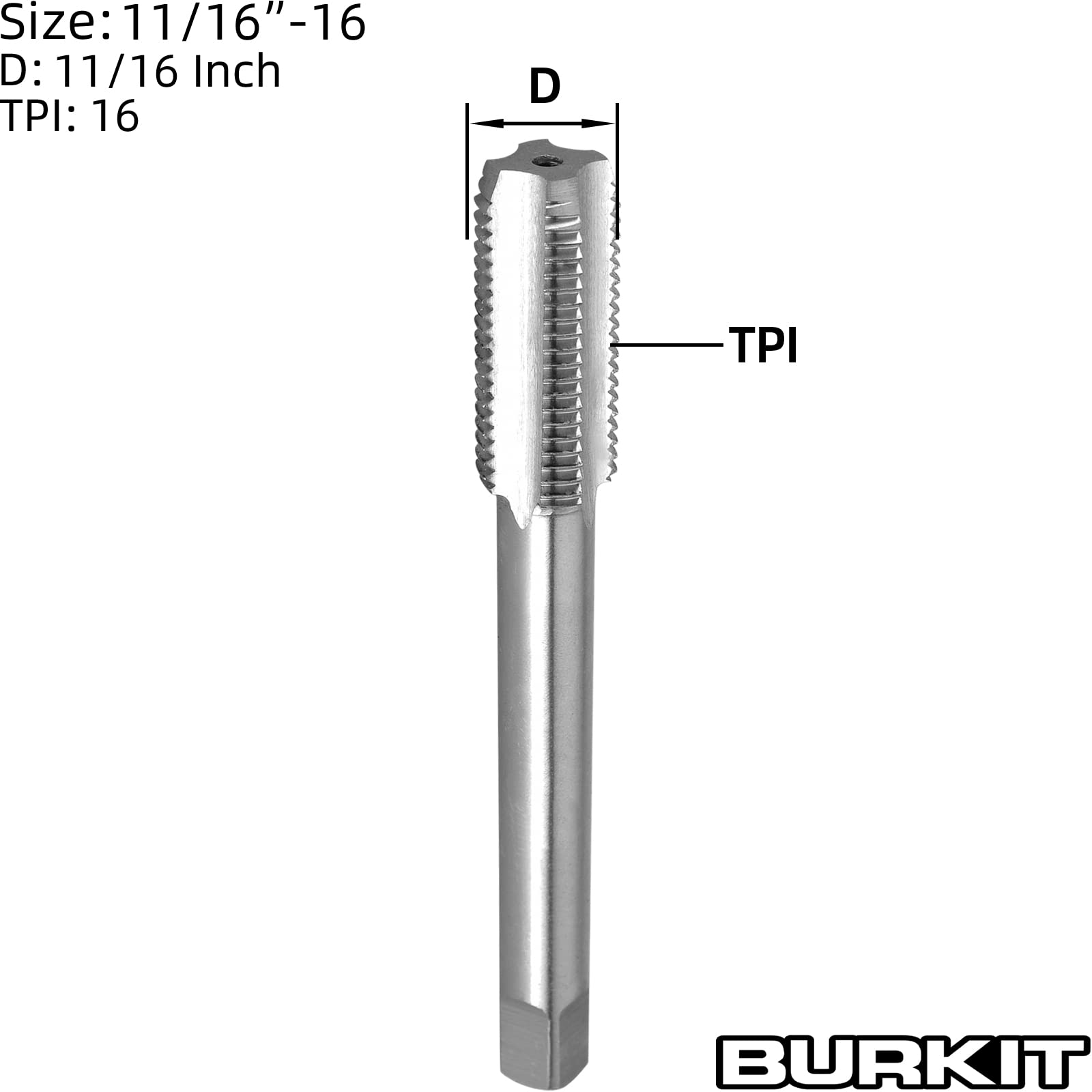 Burkit Gewindebohrer Nr. 3-48 UNC - HSS Rechtshänder Für Metallbearbeitung