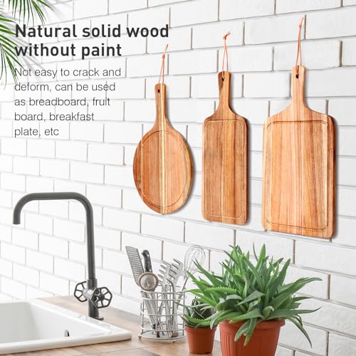 Set 3 Pcs Tabla de Cortar de Madera Acacia con Mango miniatura 5