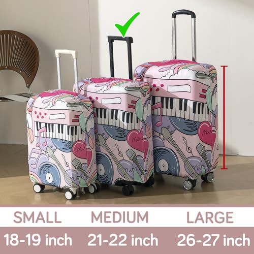 Image of HOKIPO 220gsm Durable and Washable Suitcase Covers for Trolley Suitcase, Medium (21-22inch) - Music Vibes (AR-6344-D6)