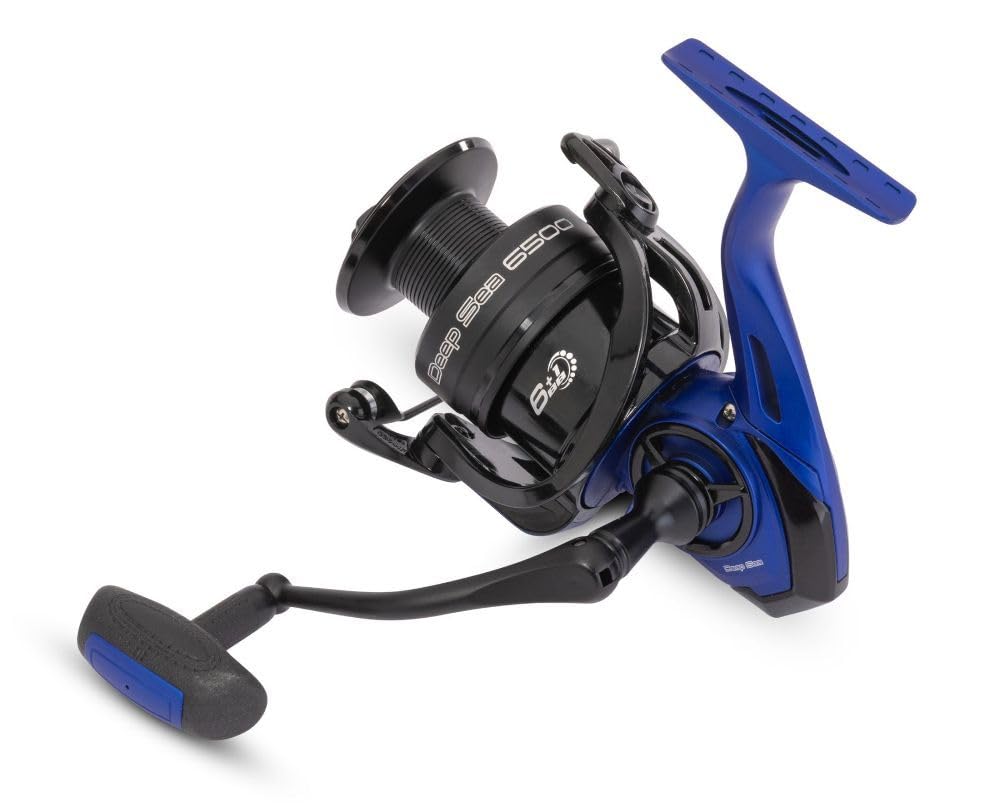 AQUANTIC Deep Sea 6500 kołowrotek spinningowy, siła hamowania 12 kg, łożysko kulkowe 6+1, grafitowe body, fast-drag, do łowienia ryb morskich i łodzi
