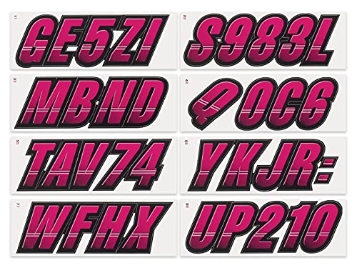 Image of STIFFIE Techtron Berry /Black 3 inch Boat & PWC Registration Decals • Numbers Letters Stickers
