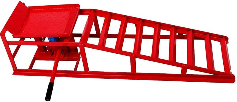 2PCS Auto Car Truck Service Ramps Lifts,10000lbs(5T) Garage Car Lift Hydraulic Vehicle Ramps,Portable Car Ramps for Oil Changes High Lift,Lift Repair Frame Lift Height Adjust 9.8"-15" (Red)