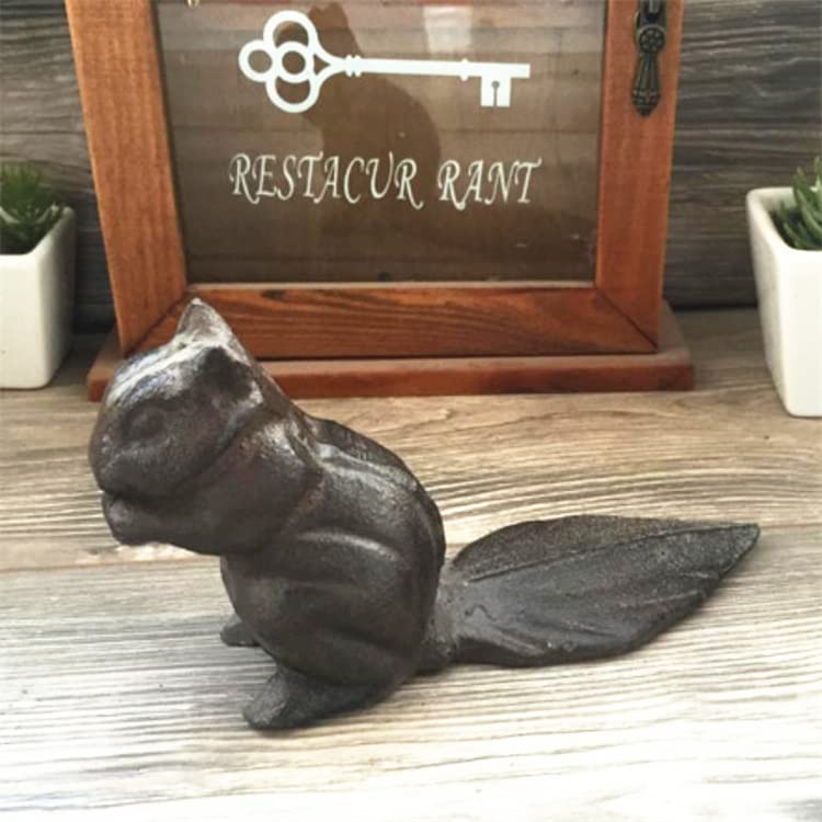 PartyKindom Eichhörnchen Türstopper Gusseisen - Rustikaler Türkeil - Rutschfest