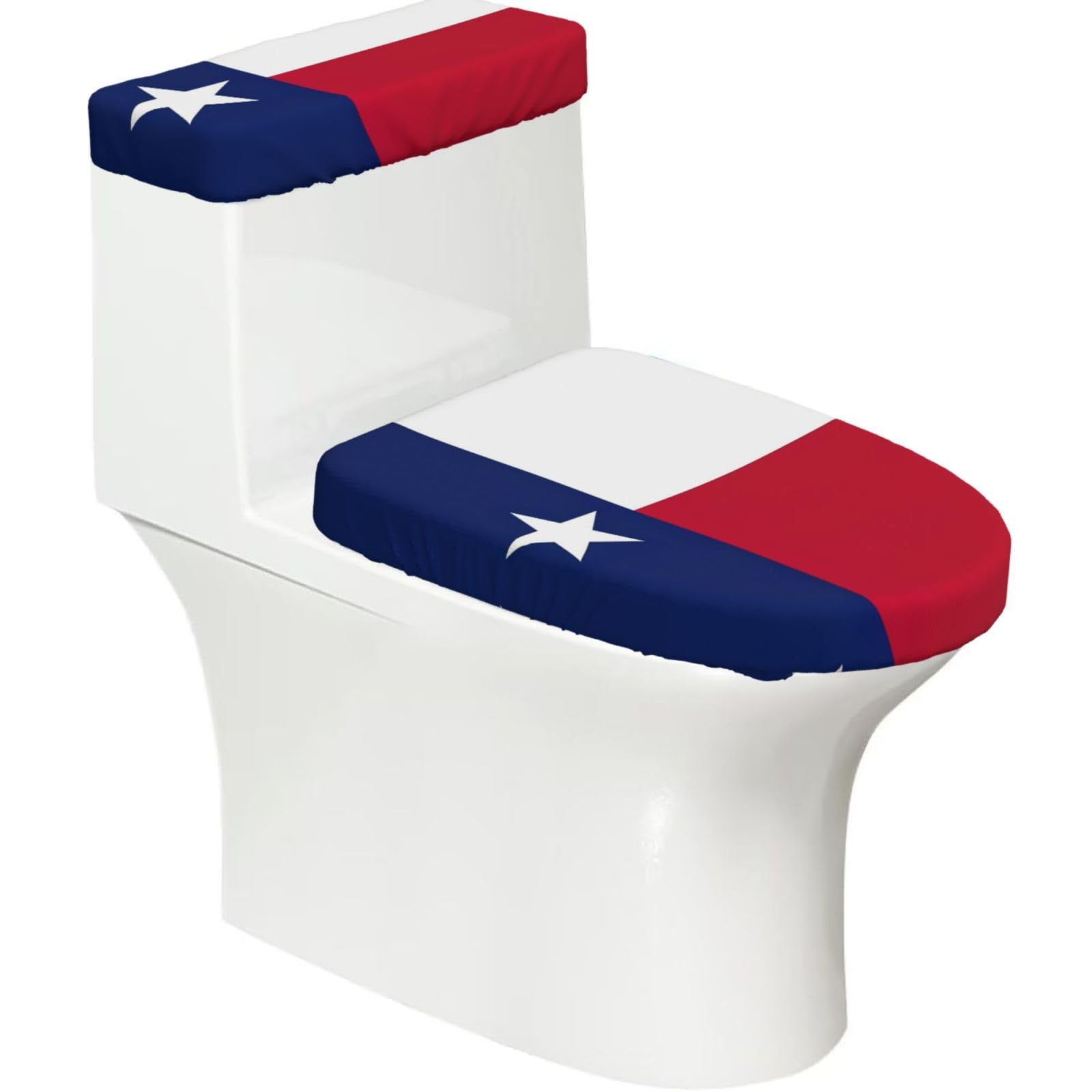 Texas State Flag Print Bathroom Decor Toilet Lid Cover And Tank Covers, Restroom Accessories Fits Most Round
