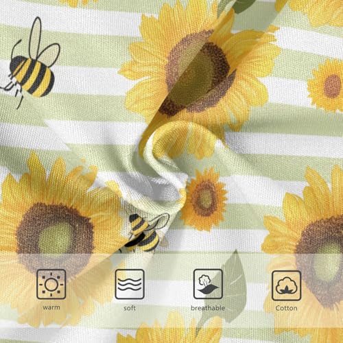 Wusikd Sunflower Bee Girls' Underwear Cotton Green Stripes Girls Briefs Soft Toddler Underwear 2T3
