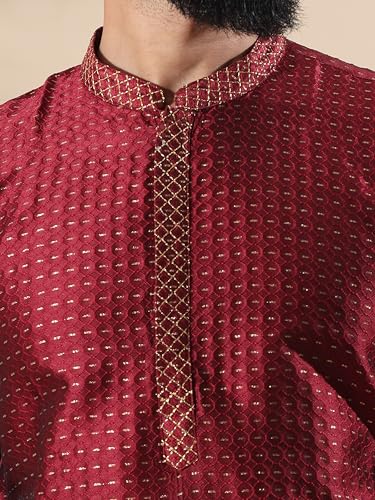 Filori Studio - Men's Authentic Woven Design Long Kurta with Zari Embroidery (Kurta Only)3