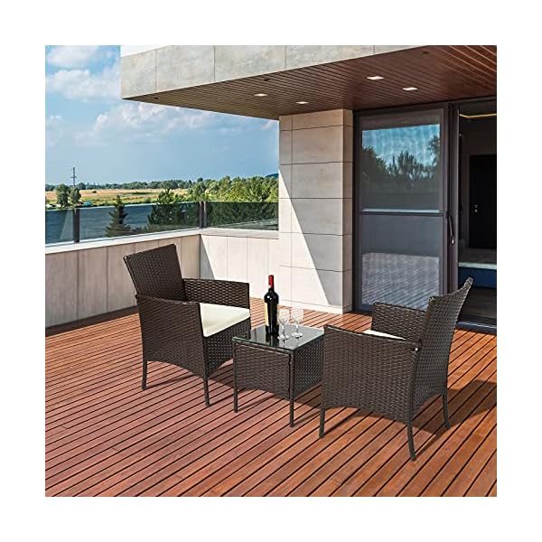 IntimaTe WM Heart Wicker Rattan Outdoor Garden Furniture Sets with Chairs and Table, Conservatory Balcony Furniture Sets, Coffee Table and Corner Sofa Patio Furniture Set With Cream Cushion - Image 8