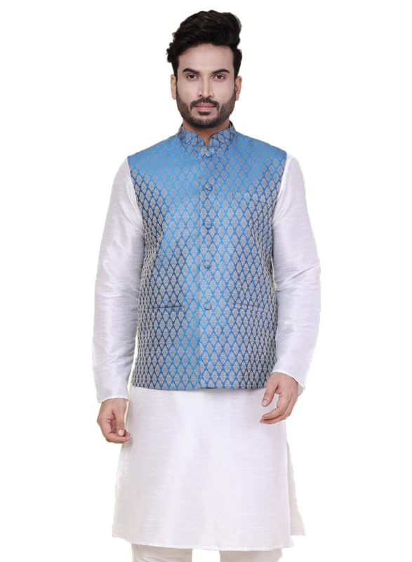 w & g Men's Nehru Jacket | Silk Fabric | Stylish Ethnic Wear for Men-picture-44