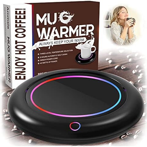 40W Mug/Candle Warmer, Coffee Warmer for Desk 3 Temp Setting 8H Auto Off Colorful Light, Cup Warmer Plate for Tea, Coffee Gifts for Coffee Lovers/Coworkers/Dad, Home Gadgets Office Tea Accessories Cover