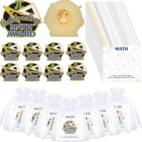 Image of Liliaafar 30 Pcs Math Lapel Pins Gifts Mathematics Award Pi Pins with Cards Bulk for Math Club Student Teacher 2026 Graduation