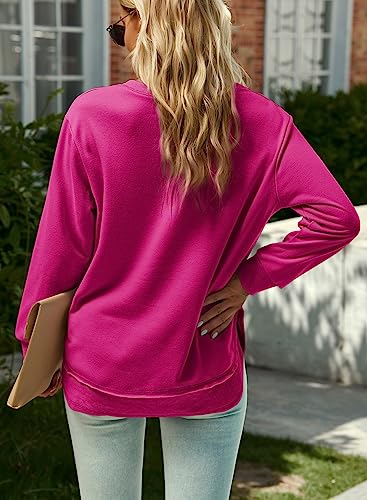 Image of Women's Casual Long Sleeve Crewneck Sweatshirt Loose Flowy Lightweight Pullover Sweatshirts Tops