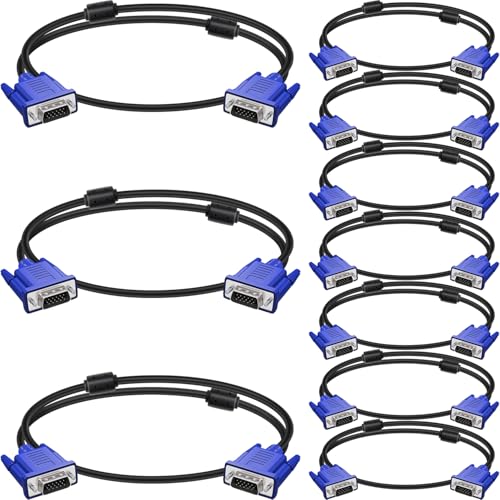 Câble VGA vers VGA 1,8m lot de 10 pour remplacer vos cordons d'écran défectueux