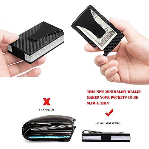 Slim Mini Portable Carbon Fiber Wallet for Men - RFID Metal Money Clip Credit Card Holder Men Small Wallet3