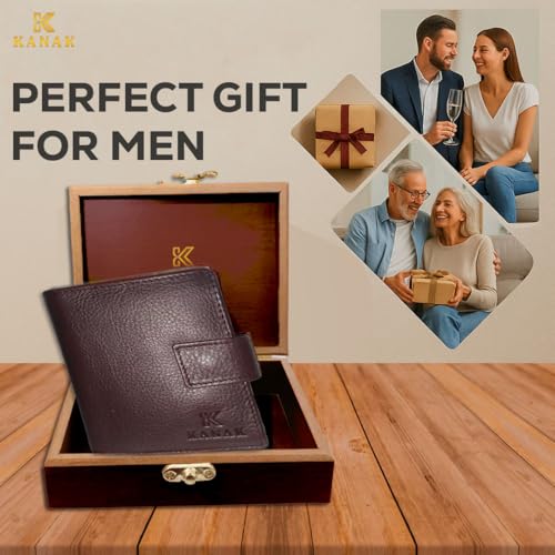 King Genuine Leather Wallet, Compact Bifold with Tab Closure, 4.5 inches x 3.7 inches x 1 inch (ROSEWOOD)4