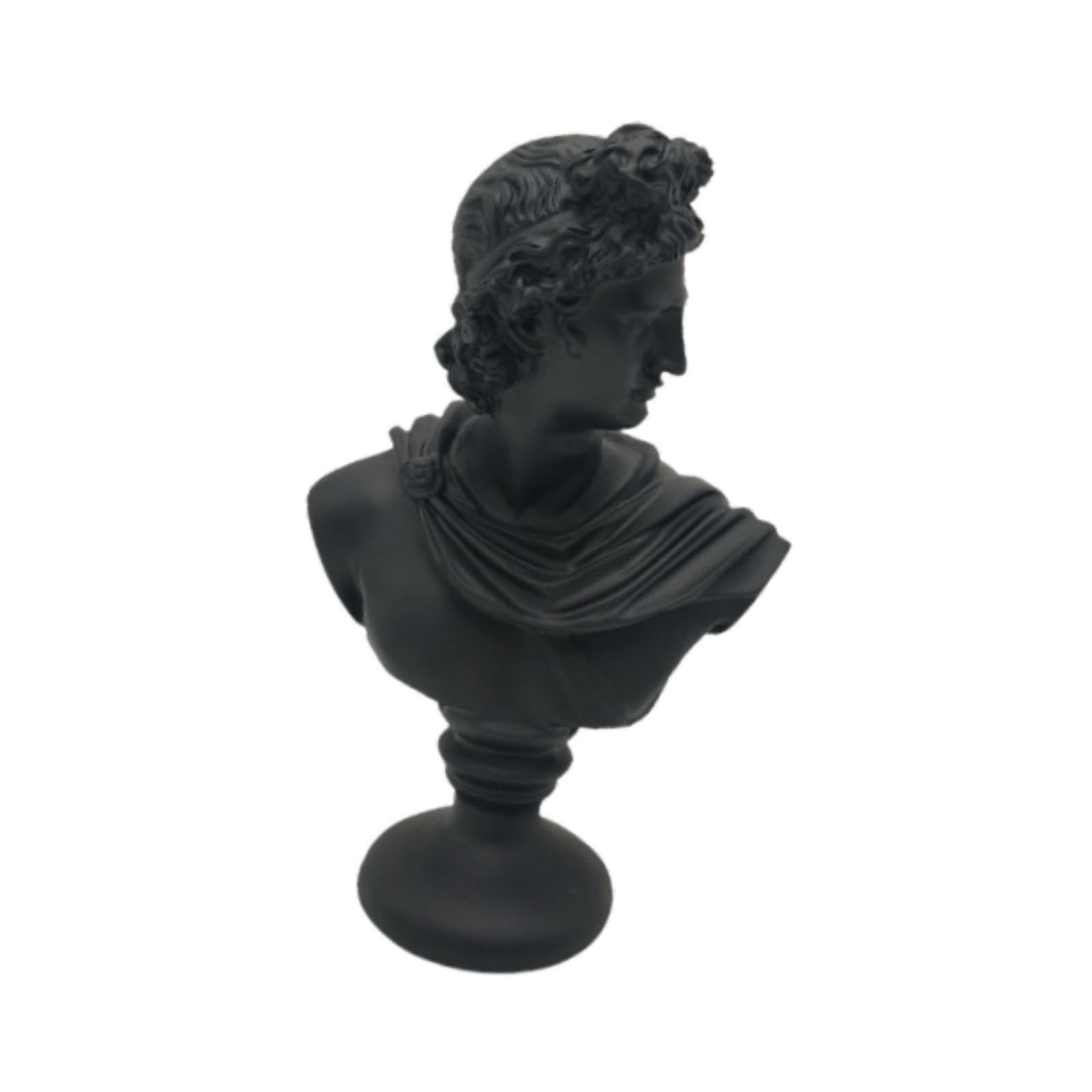 Busto de de la mitología Griega clásica. Regalo excepcional. Esculturas de Resina meticulosamente elaboradas para entusiastas del Arte. Decoración, Apolo Negro