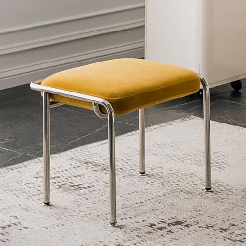 LMMIAOZ Reposapiés pequeño tapizado, Taburete Cuadrado otomano, Taburete de tocador Moderno, Mesa Auxiliar otomana con Patas de Metal, Taburete de tocador para baño y Sala de es