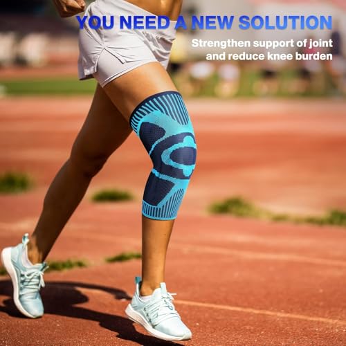 Image of NEENCA Knee Brace with Side Stabilizers & Patella Gel Pads, Adjustable Compression Knee Support Braces for Knee Pain, Meniscus Tear,Arthritis, Joint Pain Relief,Injury Recovery - Single (Blue, XXL)