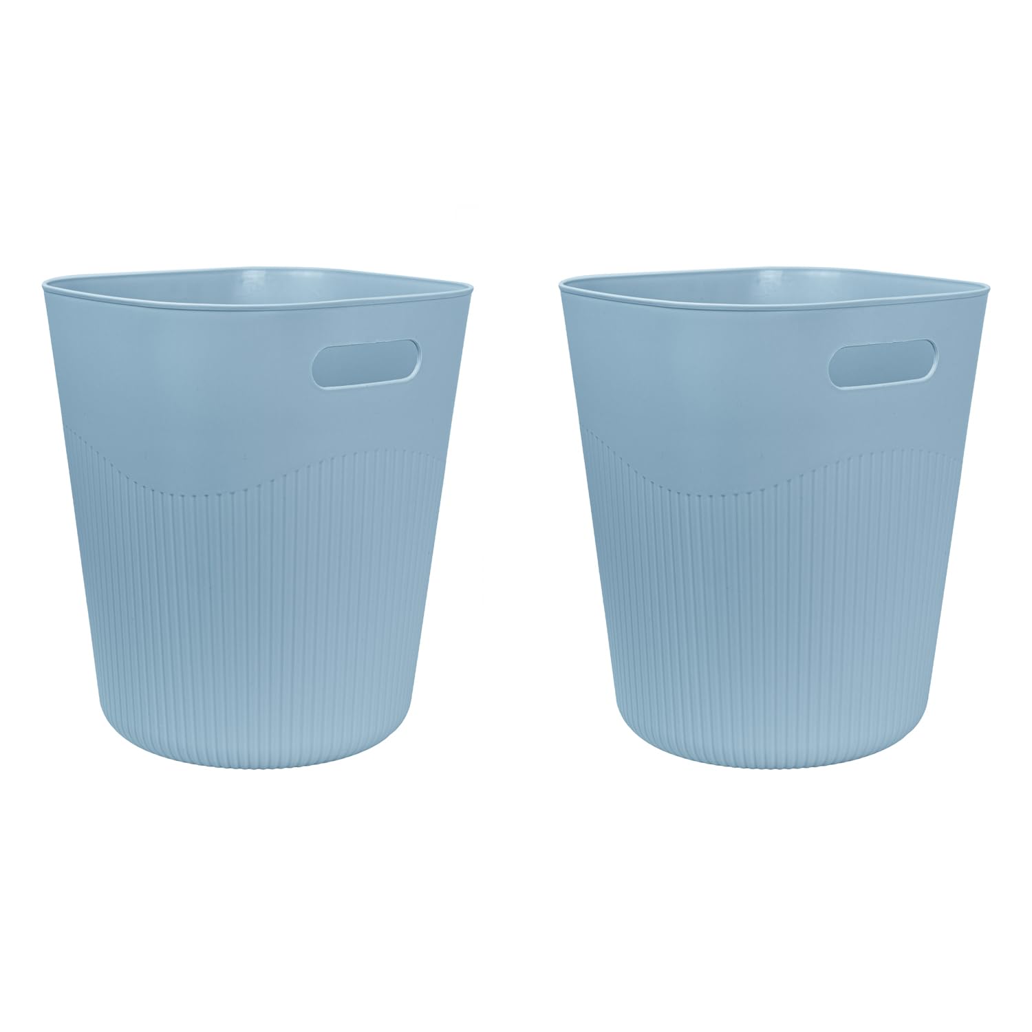 JVL Riblex Square Waste Bin 11L Set of 2 Bathroom Bedroom Office Blue