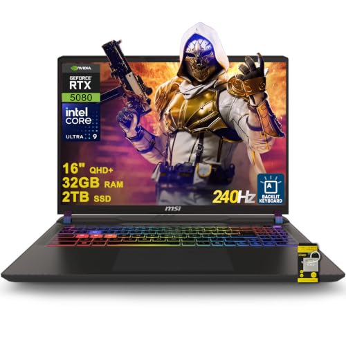 Image of msi Vector 16 HX AI Gaming Laptop 16 inch QHD+ (2560x1600) 240Hz 100% DCI-P3 Intel 24-core Ultra 9 275HX (>i9-14900HX) 32GB RAM 2TB SSD GeForce RTX 5080 16GB (Up 1334 AI Tops) RGB Backlit Win11 ICP Hub