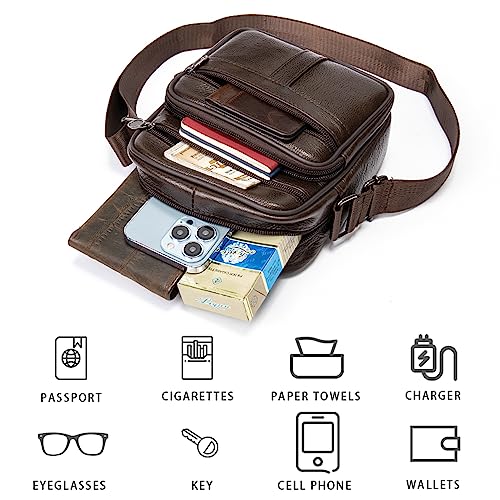 Small Shoulder Bag Leather for Men Crossbody Phone Bag Waterproof Messenger Bag Zipper Cross Body Sling Holster Handbag4
