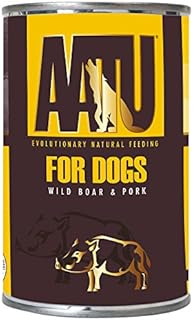 AATU 90/10 Wet Dog Food in a Tin, Wild Boar and Pork, Grain Free Recipe, No Artificial Ingredients, Good for Low Maintenance Feeding (6 x 400 g)