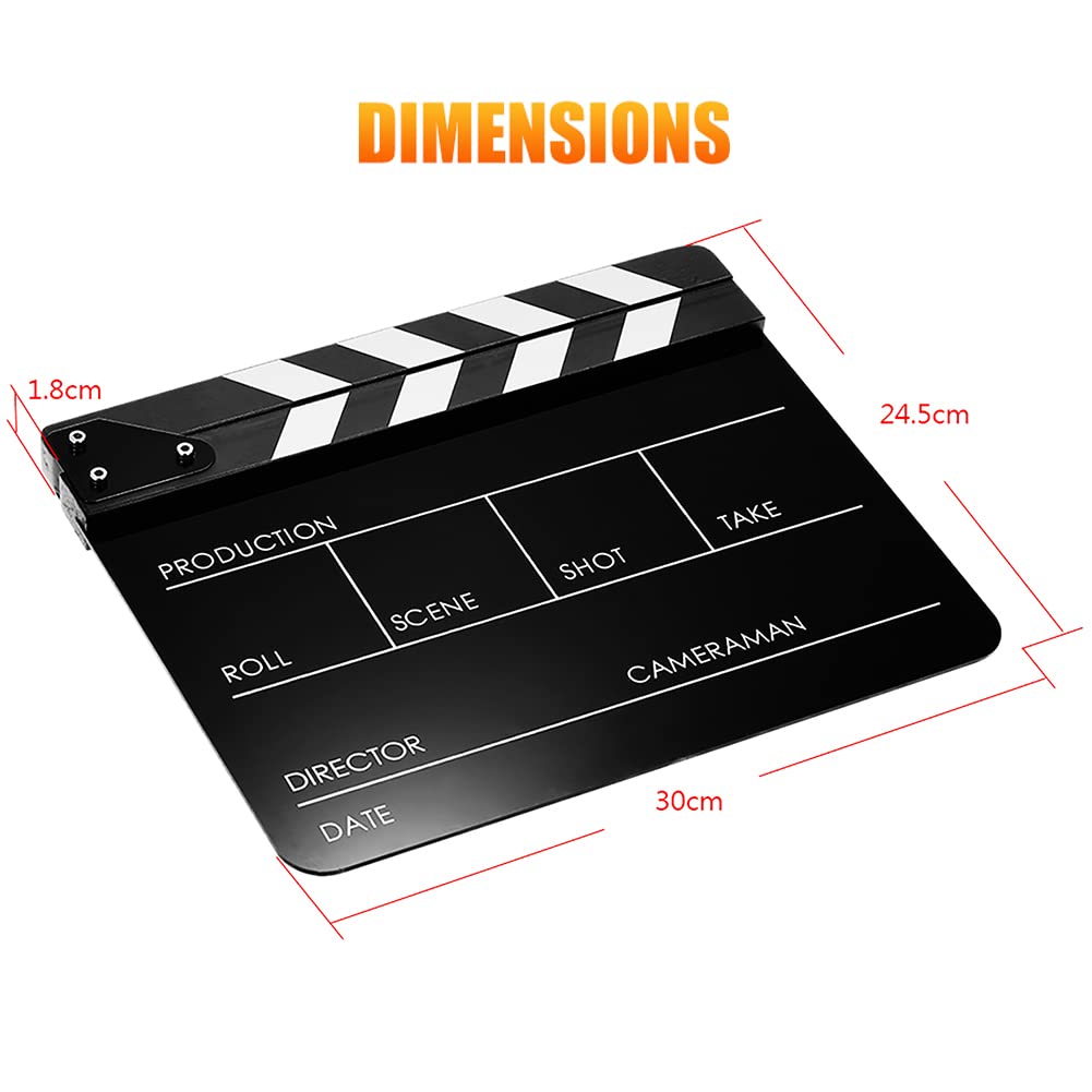 Tablero de plástico acrílico, Tablero de película de Director de 12x10 Pulgadas para películas, Videos, programas de televisión, Negro