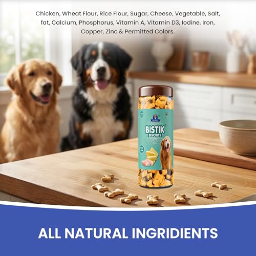 Image of Dr. Pets Pack of 2 (450g Each) Bistik Dog Biscuits Chicken Cheese Flavor | Crunchy Dog Treats for Puppies & Adult Dogs | Daily Training Snacks | Made with Chicken & Cheese