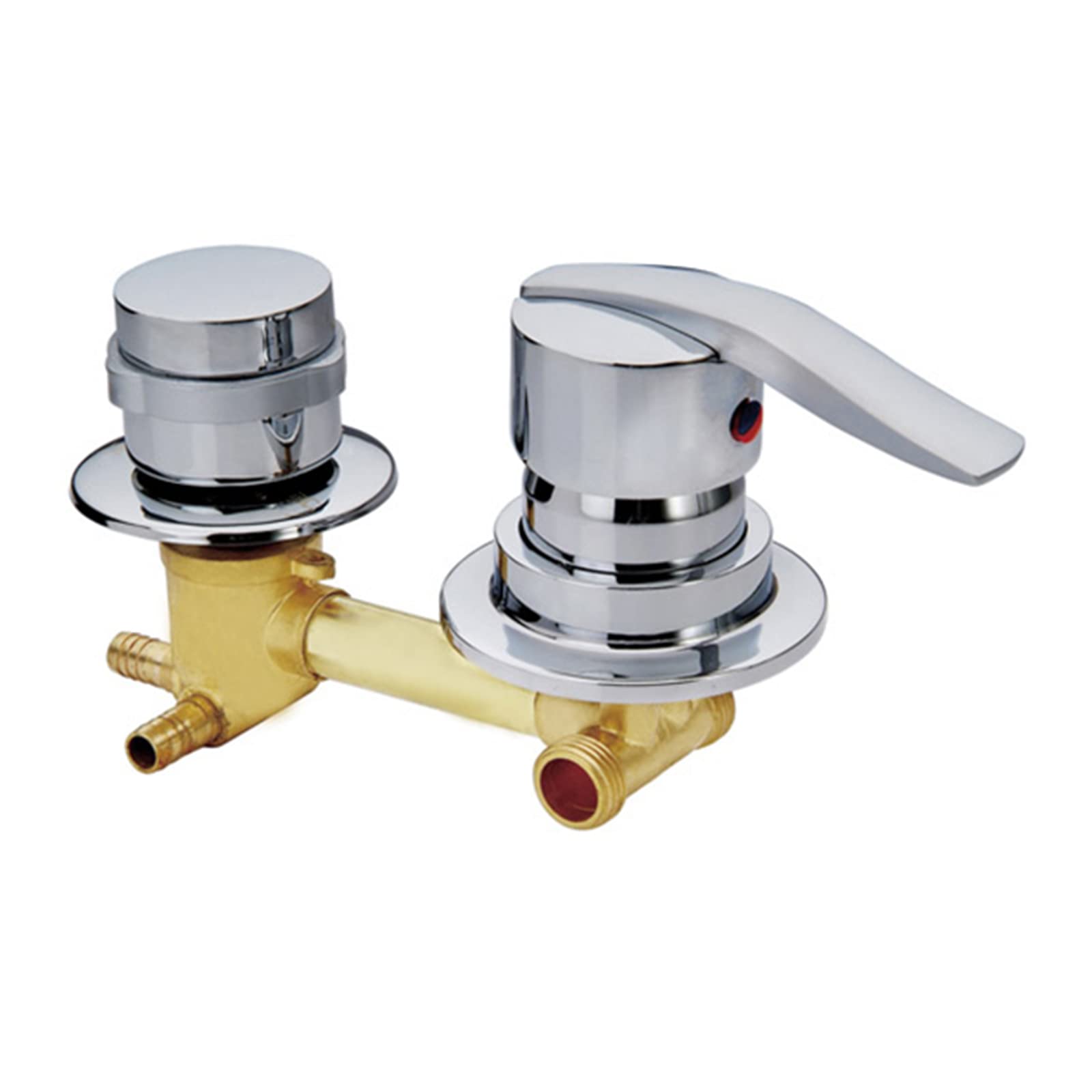 Rubinetto Deviatore Miscelatore Doccia Ottone Uscita Acqua 2/3/4/5 a Parete, G1/2 Valvola Miscelatrice Filettatura/Intubazione, Distanza Fori 6,5-17cm, Cartuccia Ceramica (Filettatura Vite 2 Vie)