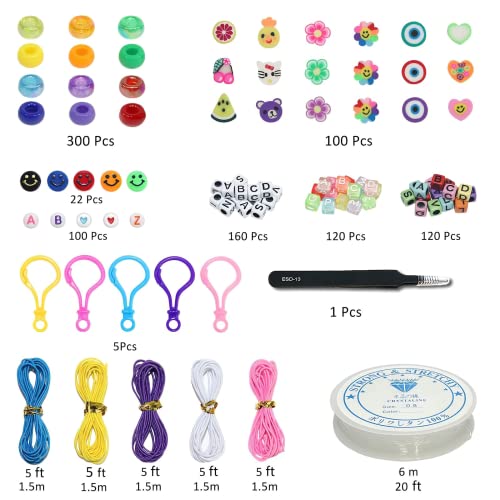 Image of LIS HEGENSA 1000 Pcs DIY Childrens Crafts Beads Friendship Bracelet Kit, with Pony Beads Letter Beads and Bracelet Making Kit, Colorful Charms, Used for Custom Necklace Bracelets and Jewelry Decor