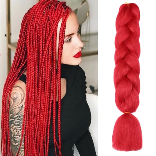 ShowJarlly Capelli per Treccine Africane Jumbo Treccia Capelli 24" Morbido Extension per Treccine Africane 1 Pack Treccine Africane Extension Capelli（Rosso#）