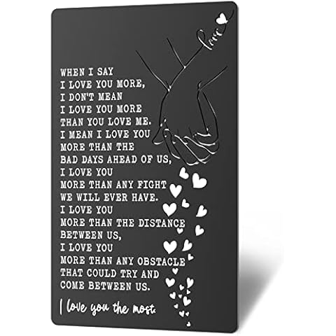 TRCENDE Valentine's Day Anniversary Card for Him, Black, Laser Engraved, 3.39 x 2.12 in Cover