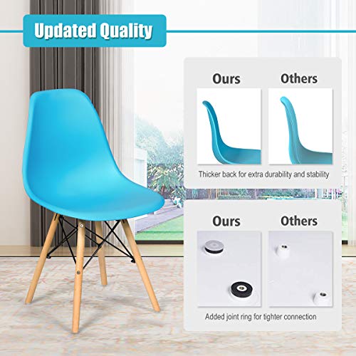 Nightcore Dsw Dining Chairs Set, Modern Style Dining Chair, Pre Assembled Side Chairs With Pp Seat And Beech Wood Legs, Mid Century Dining Chairs For Kitchen, Bedroom, Living Room (4, Blue) #TOP3