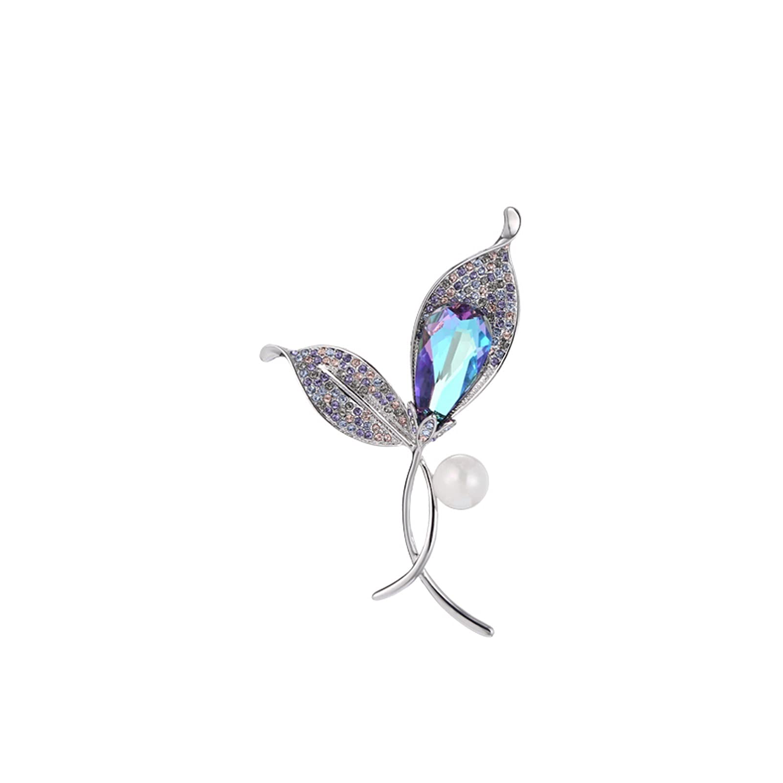 WXKAGF Broszka damska Pin Broszki z listkami Inkrustowane kryształami Eleganckie damskie broszki - Modne sukienki Łańcuszek do swetrów Akcesoria do gorsetów - Prezenty urodzinowe dla dziewczyn