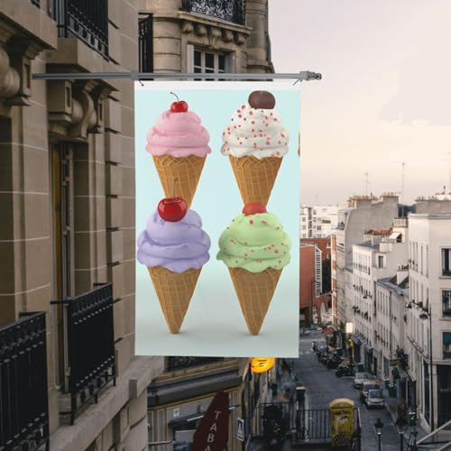 3x5 Ft Flags for Outside Funny Banner Ice Cream Cones