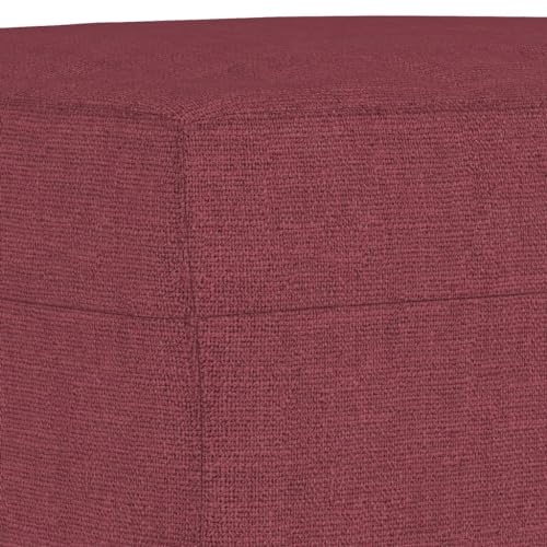 vidaXL Sofagarnitur 3-TLG., Sessel Couch mit Kissen Fußhocker, Sofa Wohnzimmersofa mit Armlehnen, Couchgarnitur Designsofa Sitzmöbel Polstermöbel, Weinrot Stoff – Bild 8