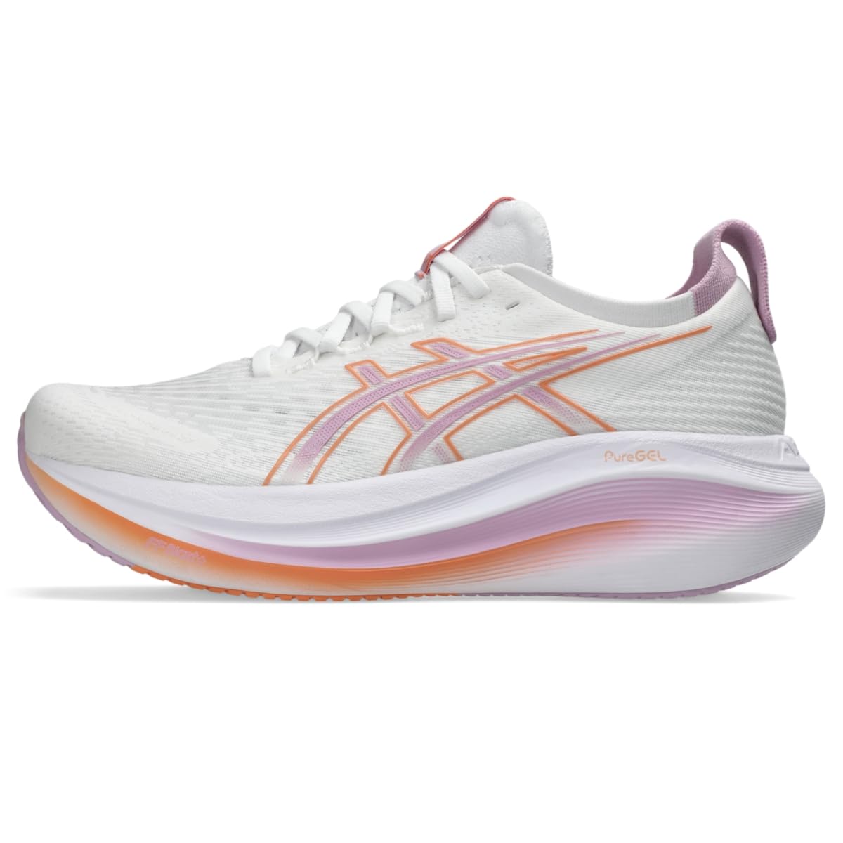 Asics Chaussures de Course Gel-Nimbus 27 pour Femme, Blanc/Ube Clair