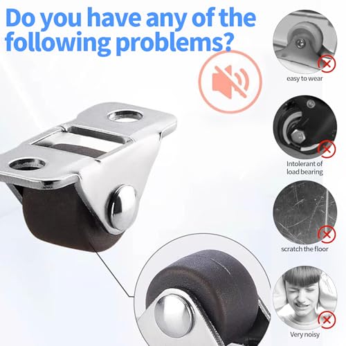 12Pcs Mini Roues de roulette, roues en caoutchouc de 1/2 pouce Roulettes à profil bas pour meubles avec plateau en acier Silent Roue fixe pour petits appareils Paniers Bagage