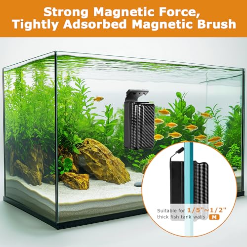 Image of hygger Magnetic Fish Tank Cleaner, Aquarium Glass Cleaner with 2 Detachable Algae Scraper Blade, Floating Scrubber Brush for 1 /5 inch-1 /2 inch Glass /Acrylic Thick Tank, Strong Magnet Algae Remove Tool, M
