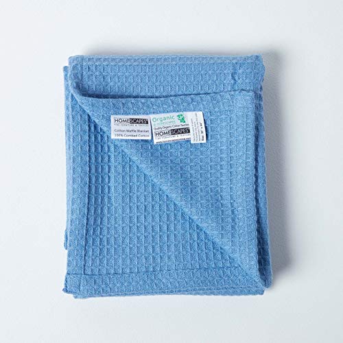 Homescapes Babydecke aus 100% Bio-Baumwolle, blau, Piqué-Waffeldecke, 90 x 110 cm, Erstlingsdecke, Tagesdecke – Ansicht 4