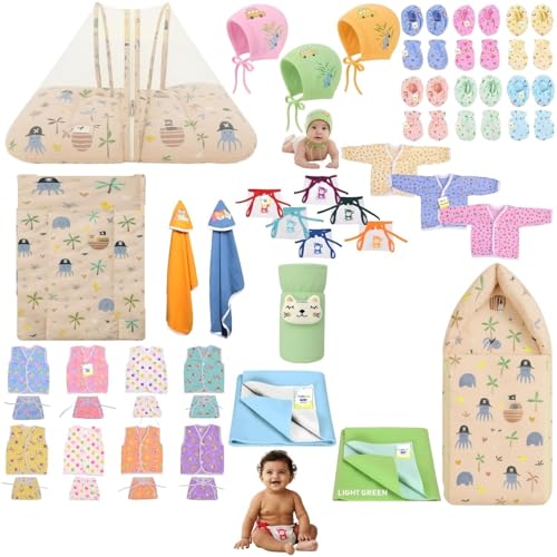 Image of Toddylon Baby Essentials for Newborn Kit (52 in 1) | New Born Set Combo Pack | Hospital Kits for Babies| Newborns Essentials 0-6 Months | Gift Set for Boys & Girls (Yellow)