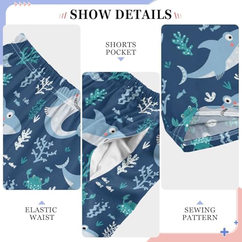 Shark Crab Coral Boys Long Pants Soft Trousers Elastic Waist Kids Lounge Bottoms with Pockets S-XL4