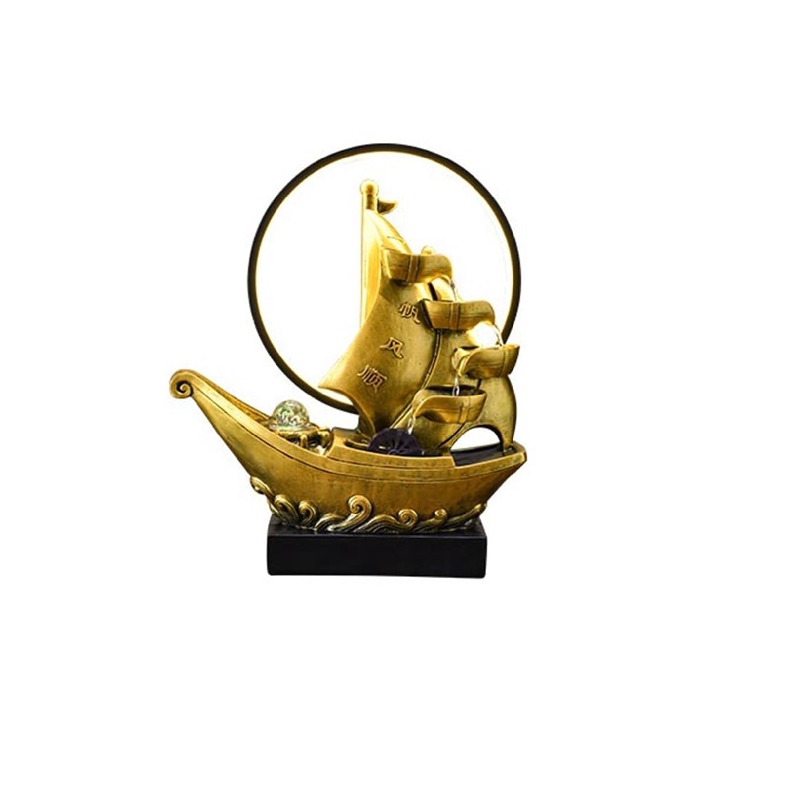 water feature Tabletop Fountain 4-Tiers Small Waterfall Fountains Indoor Water with LED Ring Lights