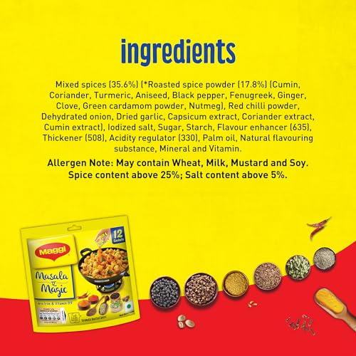 MAGGI Masala-Ae-Magic Vegetable Masala, All In One Powder | 72 Grams Pouch (6 G x 12 Sachets)