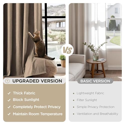 Image of Joydeco Thick Linen Pinch Pleated Curtains 84 Inch Long 2 Panel Set for Living Room, Double-Faced Curtain for Bedroom, Back Tab Blackout Drapes with Adjustable Hooks (40 inchW x84 inchL,Thick Linen)