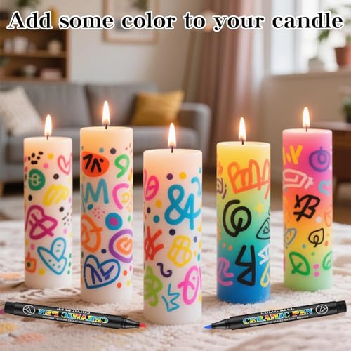 24 Stück Porzellanstifte Spülmaschinenfest, Wasserfest Stifte zum Steine Bemalen, Glasmalstifte Spülmaschinenfest, Acrylic Marker, Keramik Stifte für Steine Bemalen, Glas, Holz, Keramik, Metall