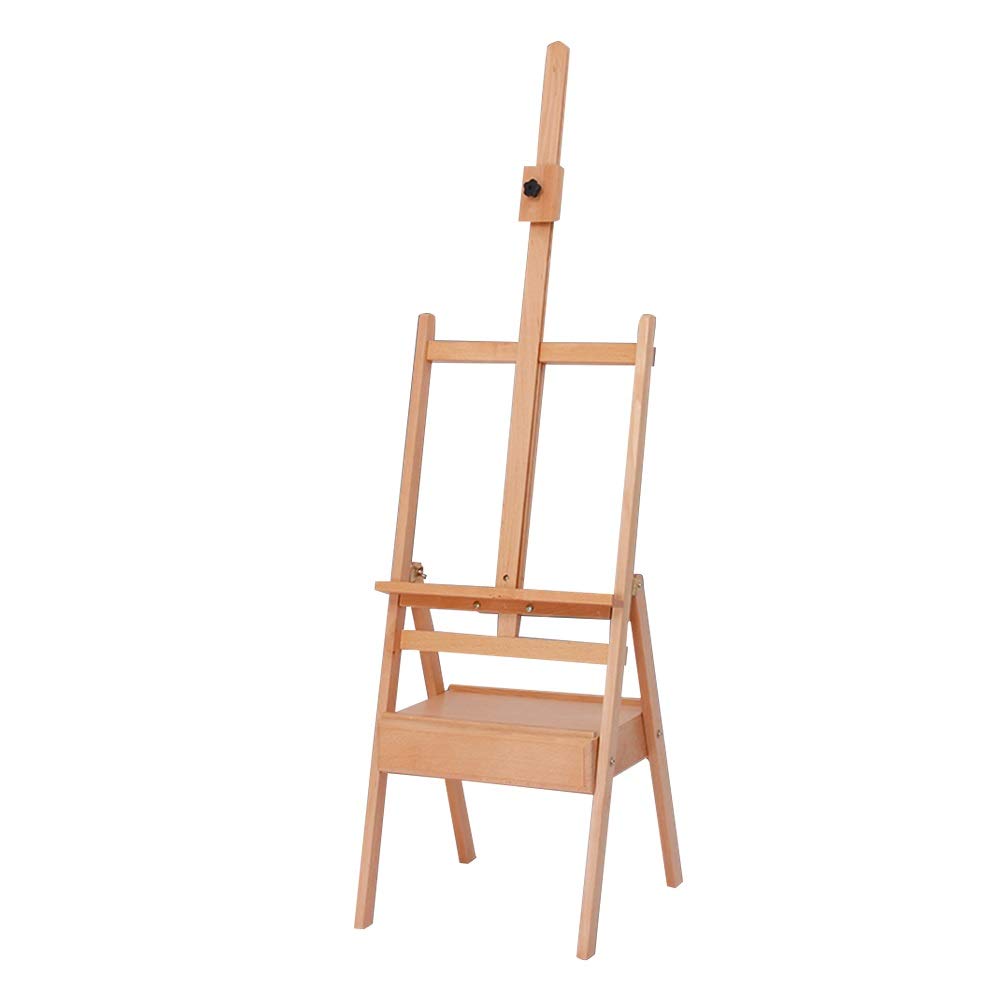 HADECOLL Painting Artist Easel Wooden Drawing Board Easel Set Bracket Portable Folding Sketch Drawer Oil Painting Artists Craft Box,Beech Color-Easel